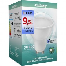 Лампа LED GU10/MR16 софит,  9.5W, 6000K, 760Лм, Smartbuy [SBL-GU10-9_5-60K]