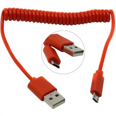 Кабель USB - microUSB, 1.0м, SmartBuy [iK-12sp red] спиральный, красный