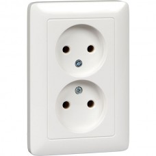 Розетка с/у 2x2P 16A, Schneider Electric Хит [RS16-235-B] белый