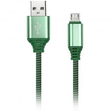 Кабель USB - microUSB, 1.0м, SmartBuy [iK-12NS green] в нейлон. оплетке, зеленый