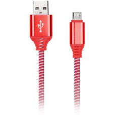 Кабель USB - microUSB, 1.0м, SmartBuy [iK-12NS red] в нейлон. оплетке, красный