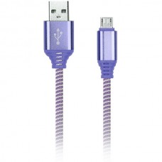 Кабель USB - microUSB, 1.0м, SmartBuy [iK-12NS violet] в нейлон. оплетке, фиолетовый