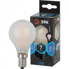 Лампа LED E14/P45 шар,  7W, FILAMENT, 4000K, 655Лм, ЭРА [F-LED P45-7W-840-E14 frost]