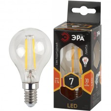 Лампа LED E14/P45 шар,  7W, FILAMENT, 2700K, 695Лм, ЭРА [F-LED P45-7W-827-E14]