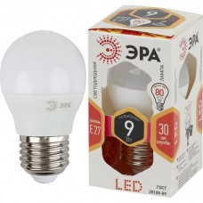 Лампа LED E27/P45 шар,  9W, 2700K, 720Лм, ЭРА [LED smd P45-9W-827-E27]