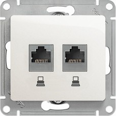 Розетка с/у компьютерная 2xRJ45, IP20, Schneider Electric Glossa [GSL000185KK] белый