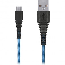 Кабель USB - microUSB, 2.0м, SmartBuy [iK-20n-2 blue] карбон, экстрапрочный, до 2А, синий