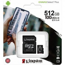 Карта памяти Micro SDXC 512Gb Kingston Class 10 UHS-I Canvas up to 100MB/s с адапт [SDCS2/512GB]