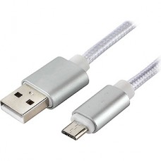 #Кабель USB - microUSB, 1.0м, Cablexpert  [CC-U-mUSB02S-1M], в оплетке, серия Ultra, 5А, серебрис
