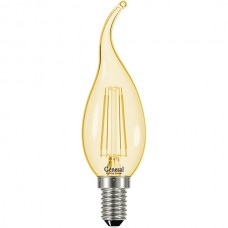 Лампа LED E14/C37 свеча на ветру,  7W, FILAMENT золотой, 4500K, 470Лм, GL [GLDEN-CWS-7-230-E14-4500]