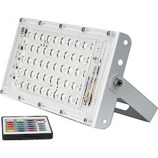 Прожектор LED  50W, RGB, IP65, SMD, 4000Лм, с пультом, GLANZEN [FAD-0030-50-RGB]