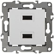 Розетка с/у 2xUSB 5В 2100мА, ЭРА12 [12-4110-01] белый