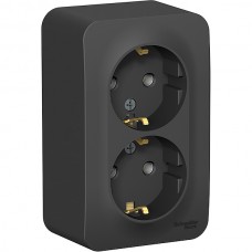 Розетка о/у 2x2P+E 16А, изол.пл., Schneider Electric Blanca [BLNRA010216] антрацит