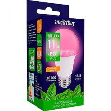 Лампа LED ФИТО Smartbuy E27/A60 груша, 11W, 13.5 мкмоль/с, полный спектр [SBL-A60-11-fito-E27]