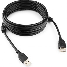 Кабель USB2.0 AM - AF удлинитель, 4.5м, экран, ферр. фильтры, Cablexpert [CCF2-USB2-AMAF-15] черный