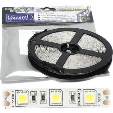 Лента LED 12В IP20 SMD5050  60/м, б/хол, 14.4Вт/м 6500K, 1320Лм/м, 5м/ц.1м, GL PROL [503430]