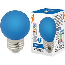 Лампа LED декоративная VOLPE, E27/G45 шар, 1W, синяя [LED-G45-1W/BLUE/E27/FR/С]