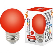 Лампа LED декоративная VOLPE, E27/G45 шар, 1W, красная [LED-G45-1W/RED/E27/FR/С]
