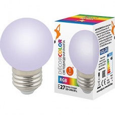 Лампа LED декоративная VOLPE, E27/G45 шар, 1W, матовая RGB [LED-G45-1W/RGB/E27/FR/С]