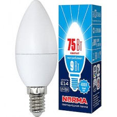 Лампа LED E14/C37 свеча,  9W, 4000K, 750Лм, VOLPE [LED-C37-9W/NW/E14/FR/NR]