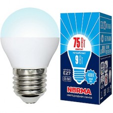 Лампа LED VOLPE E27/G45 шар,  9W, 4000K, 750Лм [LED-G45-9W/NW/E27/FR/NR]