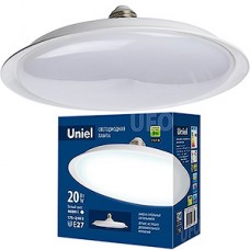 Лампа LED E27/U165 UFO, 20W, 4000K, 1600Лм, Uniel [LED-U165-20W/4000K/E27/FR PLU01WH]