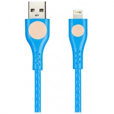 Кабель USB - Lightning, 1.0м, SmartBuy [ik-512FGP blue] FINGERPRINT, резин. текстур.