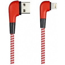 Кабель USB - Lightning, 1.0м, SmartBuy [ik-512NSL red] SOCKS угловой, 2А, красный