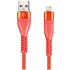 Кабель USB - Lightning, 1.0м, SmartBuy [ik-512TWE red] TWILL ERGO, 2А, красный