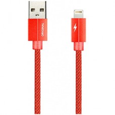 Кабель USB - Lightning, 1.0м, SmartBuy [ik-512TWM red] TWILL METAL, 2А, красный