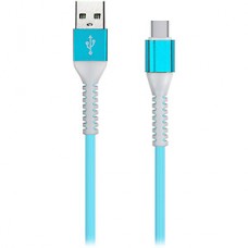 Кабель USB - Type-C, 1.0м, 2А, SmartBuy [iK-3112FL blue] в TPE оплет. Flow 3D, мет. нак.