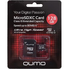 Карта памяти Micro SDXC 128Gb QUMO Class 10 с адаптером UHS-I, 3.0 [QM128GMICSDXC10U1]