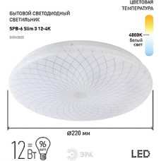 Светильник настенно-потолочный LED 12W, 4000K, 800Лм, 220*65, ЭРА [SPB-6-slim 3-12-4K]