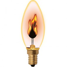 Лампа накаливания Uniel E14/C35 свеча с эфф. пламени, 3W [IL-N-C35-3/RED-FLAME/E14/CL]