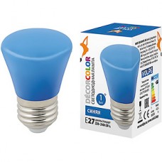 Лампа LED декоративная VOLPE, E27/Колокольчик, 1W, синяя [LED-D45-1W/BLUE/E27/FR/С BELL]