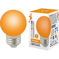 Лампа LED декоративная VOLPE, E27/G45 шар, 1W, оранжевая [LED-G45-1W/ORANGE/E27/FR/С]