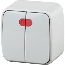 Выключатель о/у 2-кл 10А, с подсветкой, Intro Polo [3-105-01] белый
