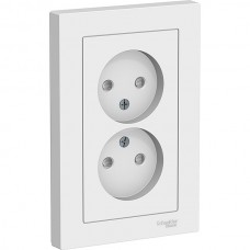 Розетка с/у 2x2P 16A, IP20, со шторк., в сборе, Schneider Electric ATLASDESIGN [ATN000122] белый