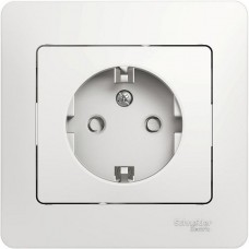 Розетка с/у 2P+E 16A, IP20, со шторками, в сборе, Schneider Electric Glossa [GSL000144] белый