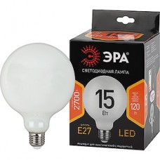 Лампа LED E27/G125 шар, 15W, FILAMENT матовый, 2700K, 1240Лм, ЭРА [F-LED G125-15w-827-E27 OPAL]