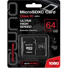 Карта памяти Micro SDXC 64Gb QUMO Class 10 с адаптером UHS-I, 3.0 [QM64GMICSDXC10U1]