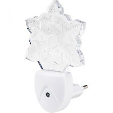 Светильник ночник LED 0.1W, в розетку, без выкл., фотосенсор, Uniel [DTL-315 Цветок/White/Sen] белый