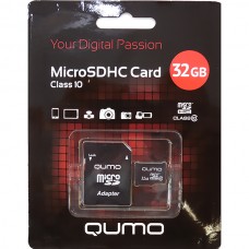 Карта памяти Micro SDHC 32Gb QUMO Class 10 с адаптером [QM32GMICSDHC10]