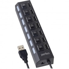 Концентратор USB 2.0 Perfeo PF-VI-H033, 7 порта, Black