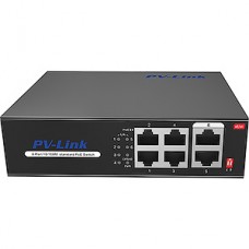 Коммутатор PoE_PV-Link PV-POE04F2WD_4PoE[100Mbps] + 2Uplink[100Mbps]; PoE+[4]; 65Вт