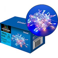 Гирлянда Нить  5м, прозр., 100LED, МУЛЬТИ, Uniel [ULD-S0500-100/DTA MULTI IP20 CRYSTAL]