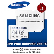 Карта памяти Micro SDXC 64Gb Samsung Class 10 с адаптером EVO Plus [MB-MC64KA]