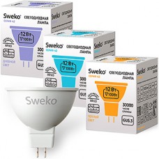 Лампа LED Sweko GU5.3/MR16 софит,  12W, 4000K, 1050Лм [42LED-MR16-12W-230-4000K-GU5,3]