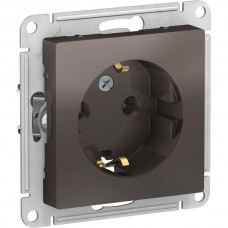 Розетка с/у 2P+E 16A, IP20, Schneider Electric ATLASDESIGN [ATN000643] мокко