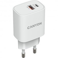 Зарядное устройство CANYON CNE-CHA20W04, PD 20 Вт + QC 3.0 18 Вт, белый